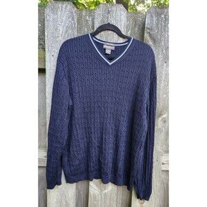 Lands End Sweater Mens XL Preppy Tennis Pima Cotton